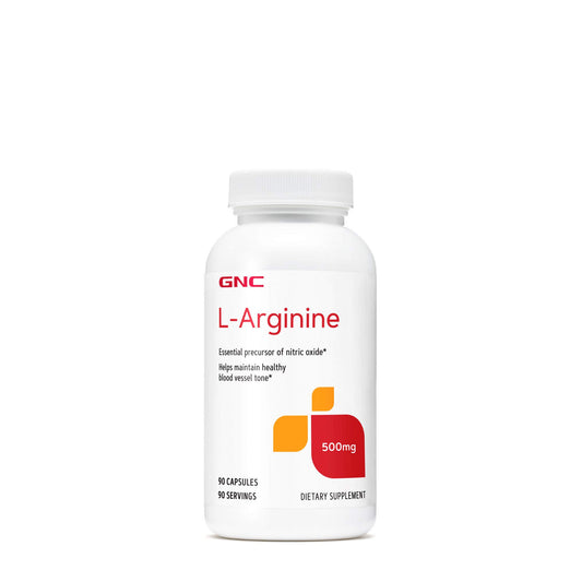 GNC L Arginine 500mg Supplement, Supports Healthy Blood Vessel Tone, 90 Servings