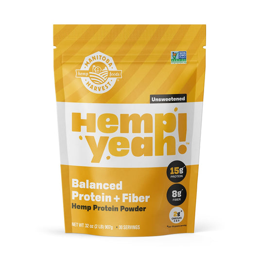 Manitoba Harvest Hemp Yeah Balanced Protein and Fiber Powder, Unsweetened, Keto Friendly, Preservative Free, Non GMO, 32 Ounce (Pack of 1), Packaging May Vary