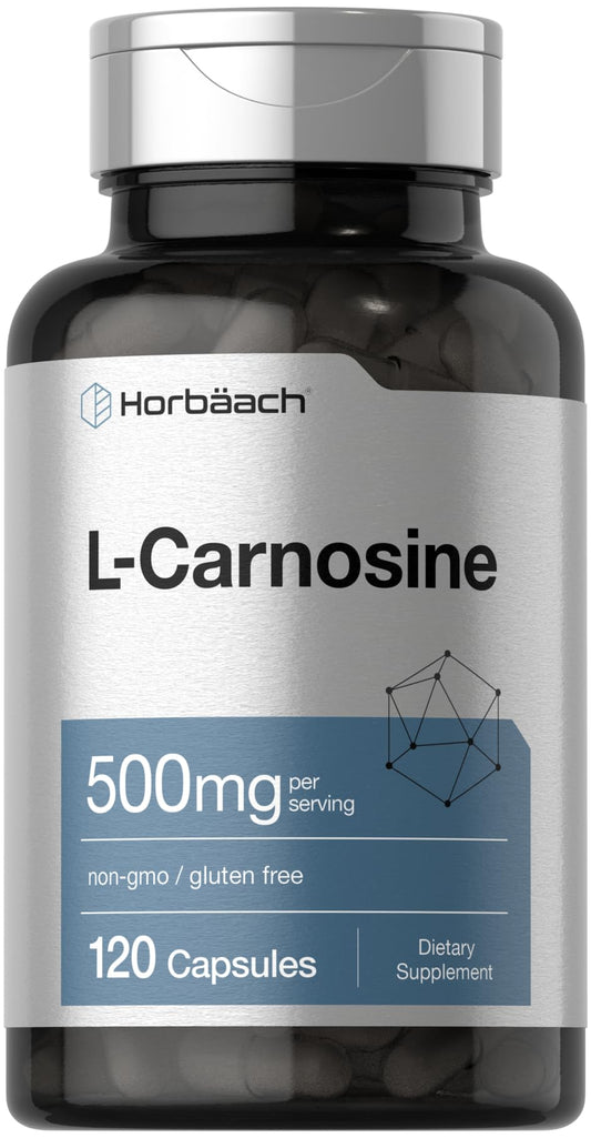 Horbäach L-Carnosine 500mg | 120 Capsule Supplement | Non-GMO & Gluten Free Powder Pills
