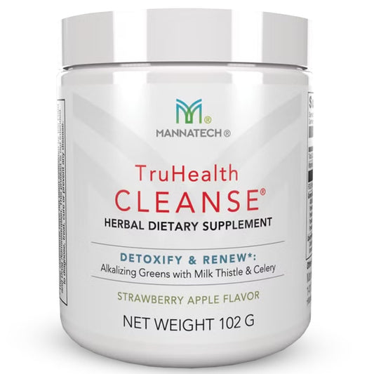 Prebiotic Fiber & Digestive Enzymes Powder Drink Mix - with Alkalizing Greens & Vitamin B6 - Supports Digestion, Cellular Health - Strawberry Apple Flavor - Mannatech TruHealth Cleanse 102g