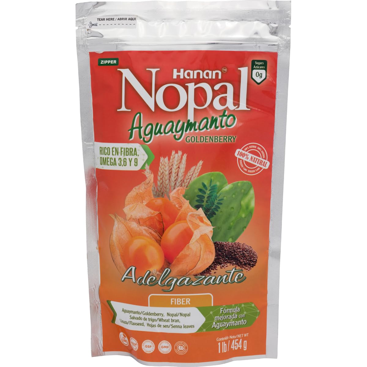 Nopal Mix GOLDENBERRY (Aguaymanto) | 100% Natural High Fiber Blend | 1lb (454g) |Detox, Improved Digestion and Increased Energy