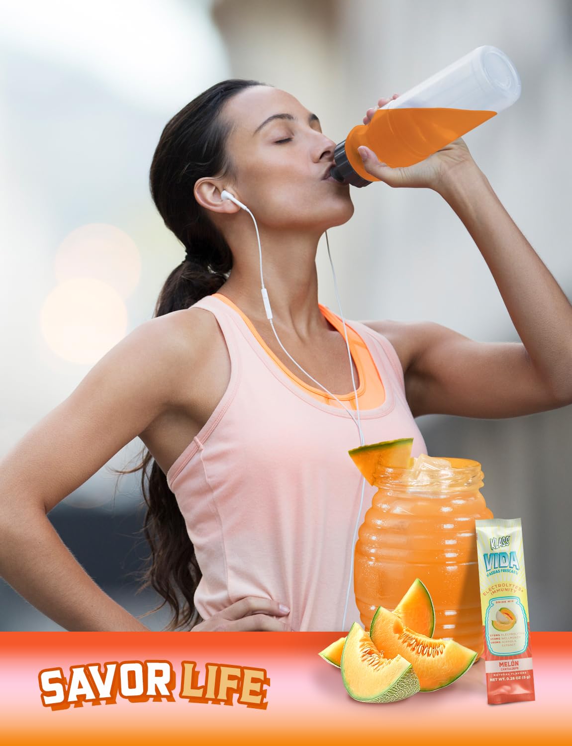 KLASS VIDA Hydration + Immunity Sugar-Free Powder Packets Mango, Horchata Fresa & Cantaloupe Electrolyte Agua Fresca Drink Mix Wellmune & Acerola Extract 15 Single Serve Sticks Low Calorie