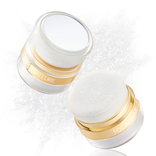 FOCALLURE Shimmer Highlighter Powder, Face & Body Highlighter Illuminator, Brightening Makeup with Powder Puff, Give your a Sparkle Glow Finish,SV01 One Feeling