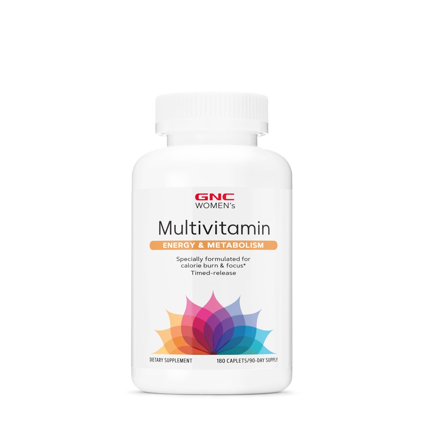 GNC Women’s Energy and Metabolism Multivitamin Caplets, Clinically Proven, Calorie Burn, Focus, 100mg Caffeine, Active Nutrition, Immune, Bone, Beauty, Iron, Biotin, Timed Release, 180 ct, 90 svgs