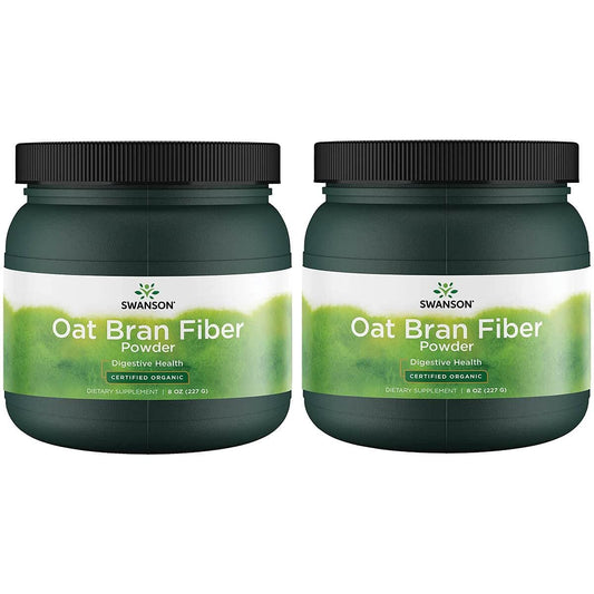 Swanson Oat Bran Fiber Powder - Certified Organic 8 oz Pwdr 2 Pack