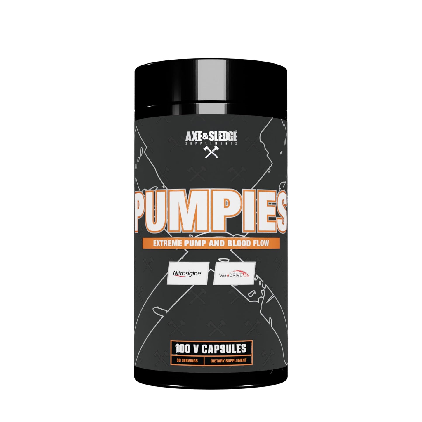 Axe & Sledge Supplements PUMPIES Nitric Oxide Booster with VasoDrive-AP and Nitrosigine, Increase Pumps, Performance, and Recovery, 20 Servings, 100 Capsules