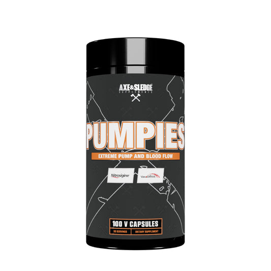 Axe & Sledge Supplements PUMPIES Nitric Oxide Booster with VasoDrive-AP and Nitrosigine, Increase Pumps, Performance, and Recovery, 20 Servings, 100 Capsules