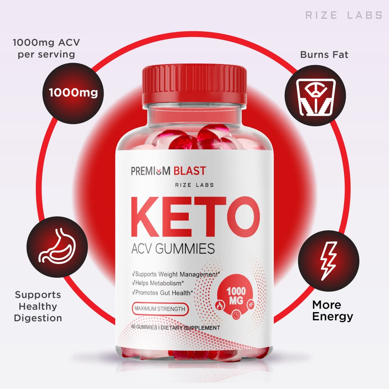 rize labs (Pack of 2 Premium Blast Keto ACV Gummies, Advanced Weight Loss Formula Gummy, Apple Cider Vinegar Pastillas Gomitas Plus Management Maximum Strength (120 Gummies)