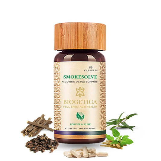Biogetica Smokesolve Herbal Lung Detox Supplement with Yashtimadhu and Ashwagandha for Respiratory Health - Vegetarian & Non-GMO - 100% Vegan - 80 Capsules