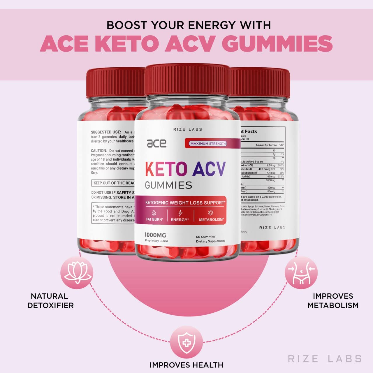 rize labs - Ace Keto ACV Gummies for Advanced Weight Loss with Apple Cider Vinegar Supplement Belly Fat Extra Strength Gummy (300 Gummies)
