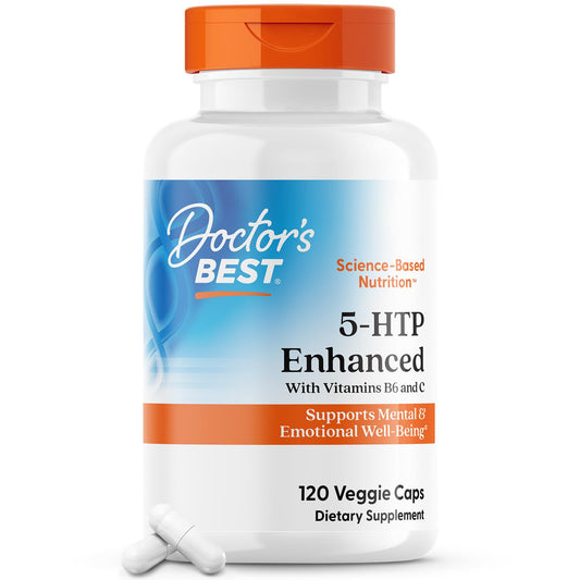 Doctors Best 5-HTP Enhanced with Vitamins B6 & C, Supports Mental & Emotional Well-Being, Non-GMO, Gluten Free, Soy Free, Vegan 120 Veggie Caps