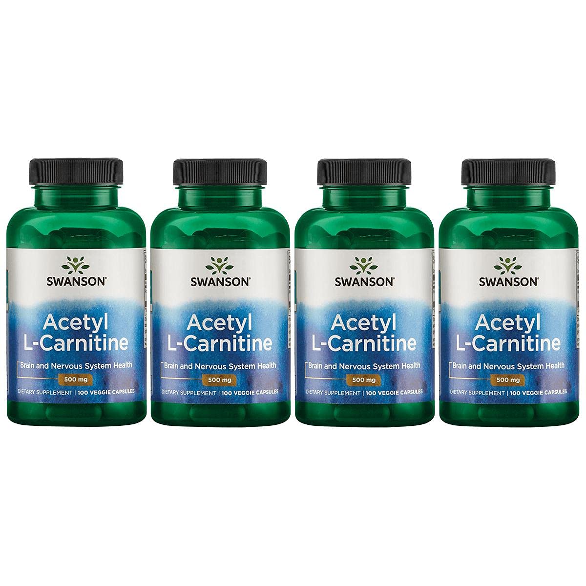 Swanson Acetyl-L-Carnitine - Amino Acid Supplement Promoting Cognitive Health & Muscle Support - Natural Formula May Promote Nervous System Health - (100 Veggie Capsules) 4 Pack