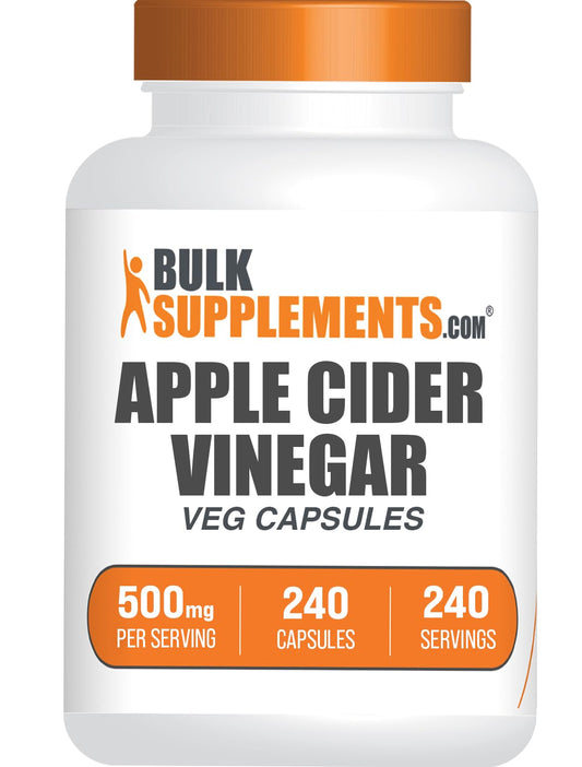 BulkSupplements.com Apple Cider Vinegar Capsules - ACV Capsules, Apple Cider Vinegar Supplements, Apple Cider Vinegar 500mg - Gluten Free, Capsule per Serving, 240 Capsules (Pack of 1)