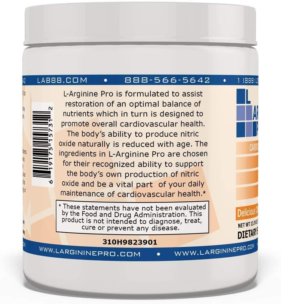 L-ARGININE PRO | L-arginine Supplement Powder | 5,500mg of L-arginine Plus 1,100mg L-Citrulline (6 Jars, Orange)