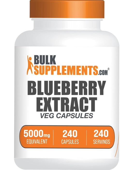 BulkSupplements.com Blueberry Extract Capsules - Blueberry Extract Supplement, Sourced from Wild Blueberry - Vegan & Gluten Free, 1 Capsule per Serving, 240 Veg Capsules (Pack of 1)