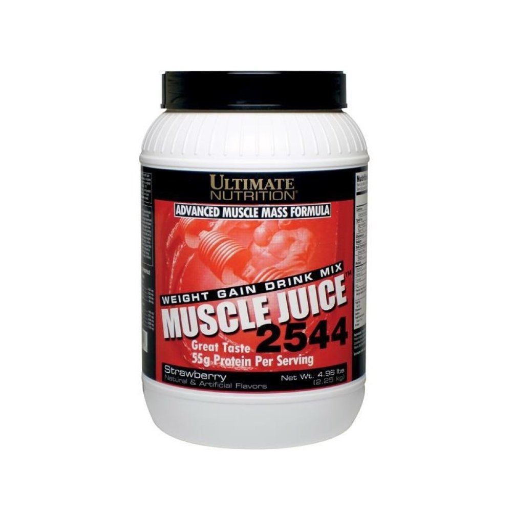 Ultimate Nutrition Muscle Juice 2544, Lean Muscle Mass Classic Gainer, Weight Gain Drink Mix, Blend of Whey Protein Concentrate, Whey Protein Isolate, Casein and Egg Whites, 4.96 Pounds, Strawberry