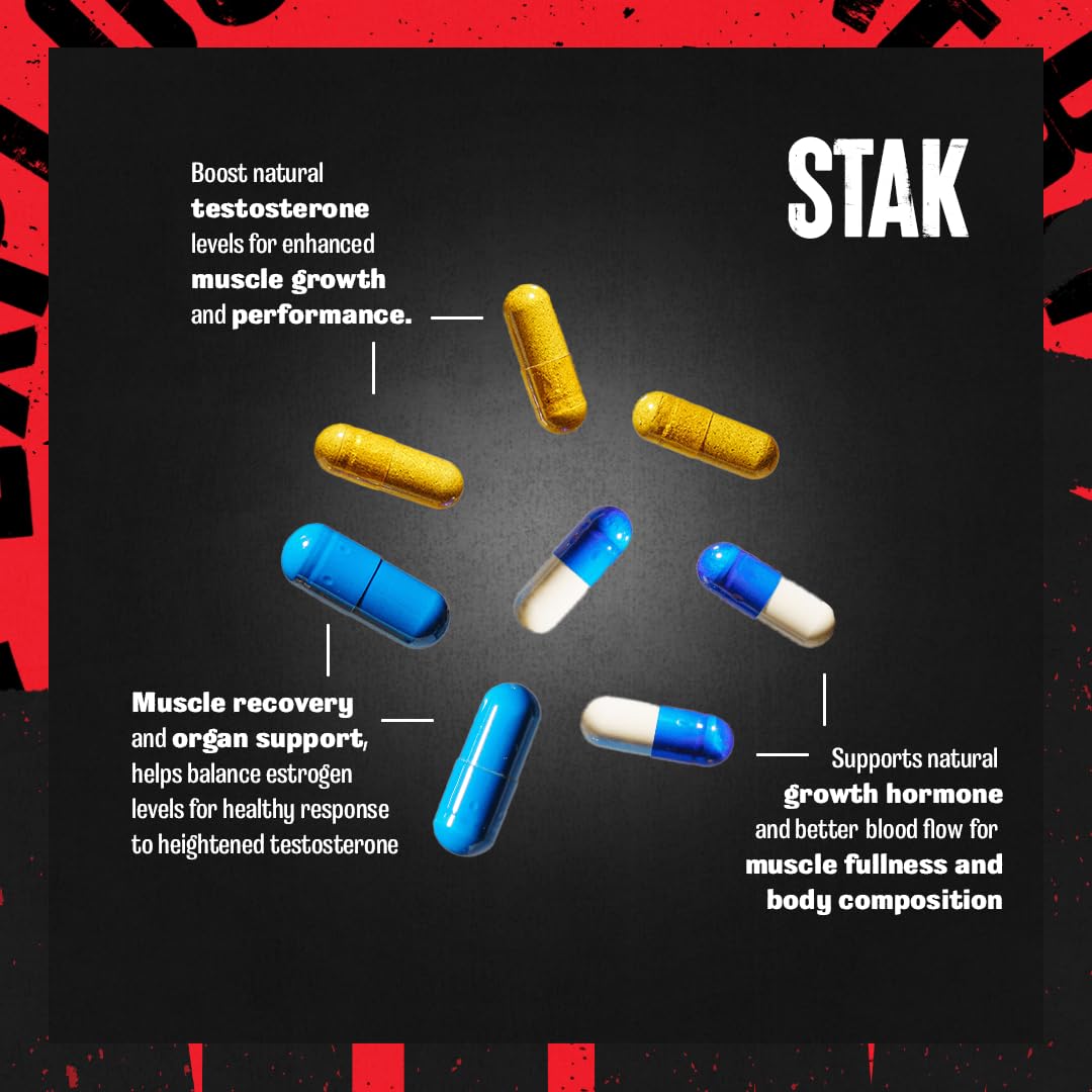 Animal Stak - Complete Natural Hormone Booster Supplement with Tribulus - Natural Testosterone Booster for Athletes - Contains Estrogen Blockers - 1 Month Cycle