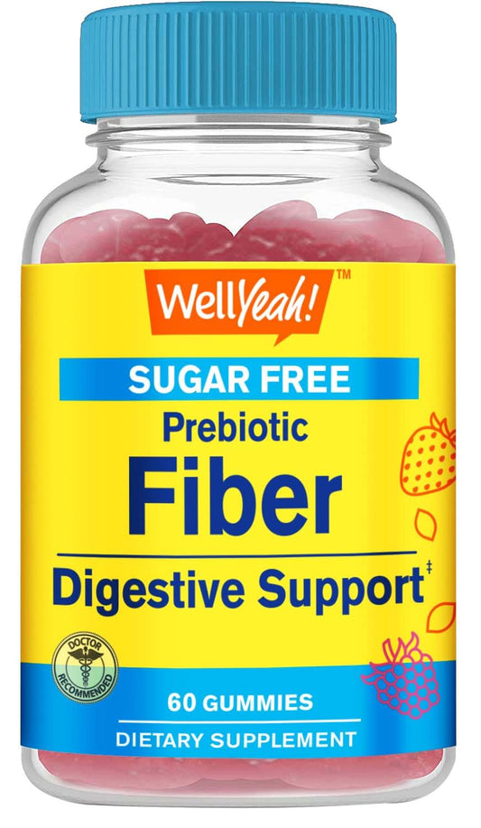 WellYeah Sugar Free Fiber Gummies for Adults (4g)| Digestive Supprt |Prebiotic Fiber Supplement | 60 Count
