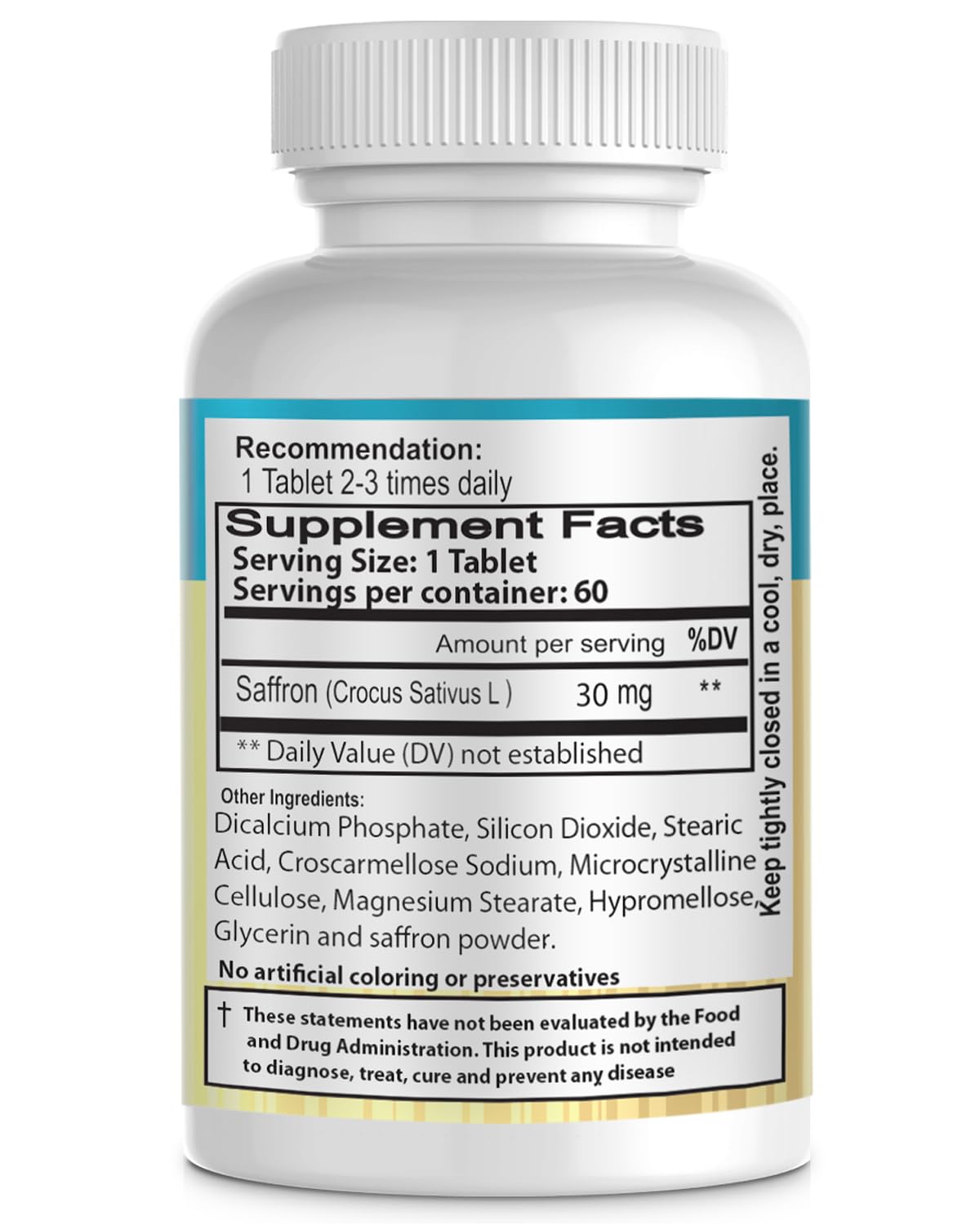 Saffron Supplements | Helps Digestion, Boosts Energy, Memory, Concentration, 60 Tablets