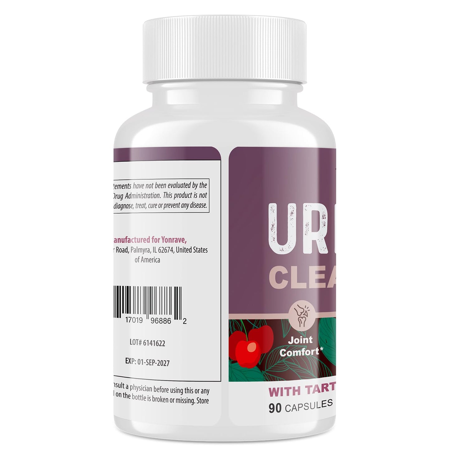 Yonrave Uric Acid Cleanse & Detox - Tart Cherry Capsules, Celery Seed Uric Acid Supplement -Joint, Kidney and Sleep - 90 Veggie Capsules