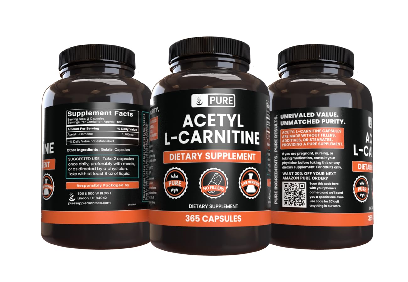 Pure Original Ingredients Acetyl L-Carnitine (365 Capsules) No Magnesium Or Rice Fillers, Always Pure, Lab Verified