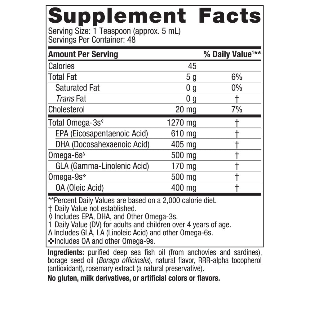 Nordic Naturals Complete Omega, Lemon Flavor - 8 oz - 1270 mg Omega-3 - EPA & DHA with Added GLA - Healthy Skin, Cognition, Positive Mood - Non-GMO - 48 Servings