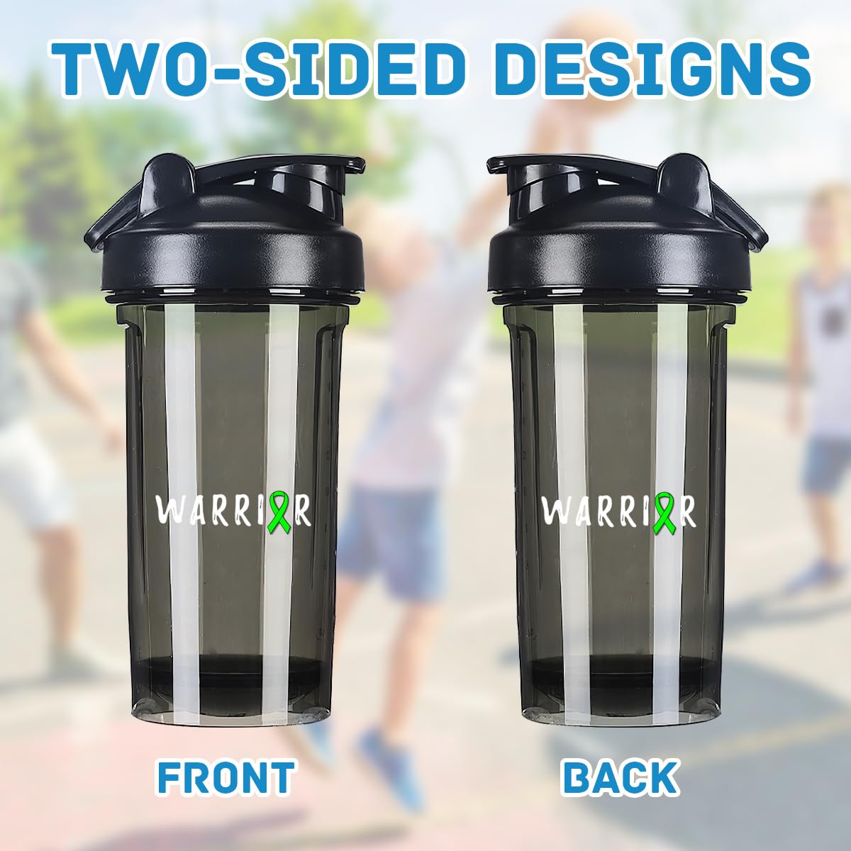 Warrior Mental Health Awareness 18 Ounce Shaker Bottle Drink Mixer Leak-proof Pre Workout Protein Shakes Meal Replacement Shakes Bottles 500ML/18 Oz Black
