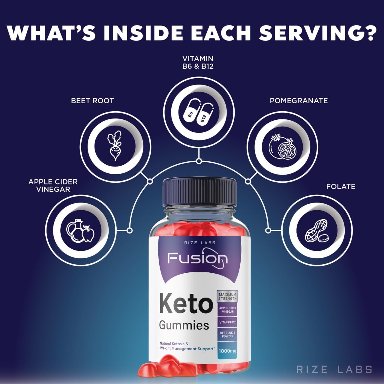 rize labs - Keto Fusion ACV Gummies for Advanced Weight Loss, Gummies for Appetite Control, Prevents The Formation of Fat (180 Gummies)