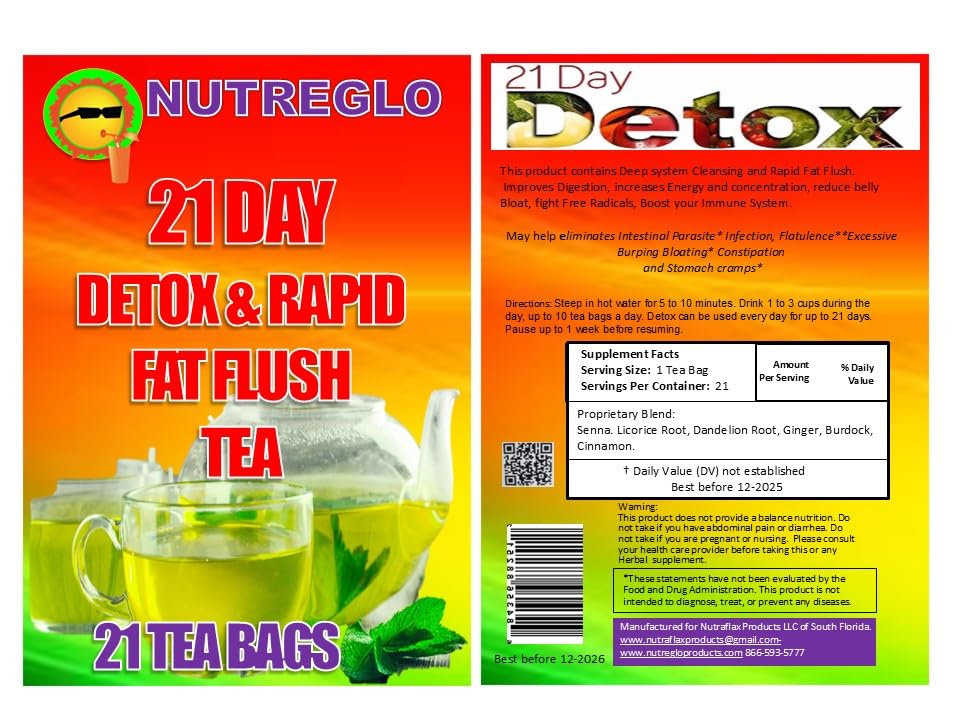 Nutreglo 21 Day Detox and Flush herbal Tea