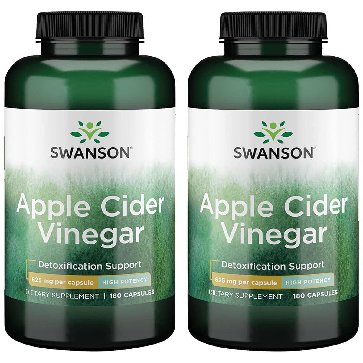 Swanson Apple Cider Vinegar Capsules - Supports Healthy Weight Loss & Digestive Health - Helps Support Metabolism and Maintain Glucose Profile - (180 Capsules, 625mg Each) 2 Pack