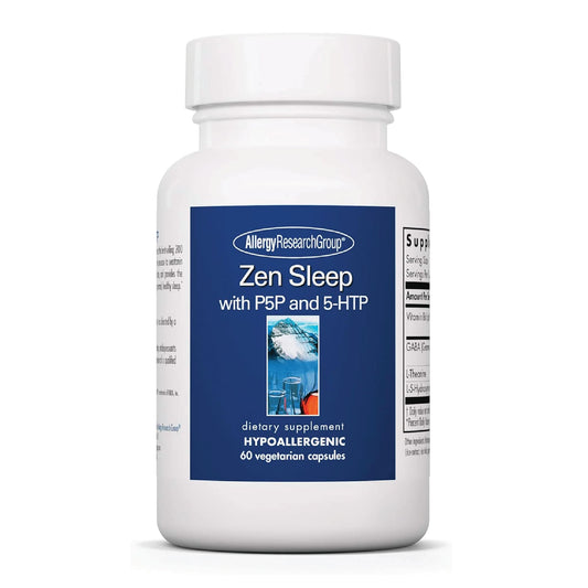 Allergy Research Group Zen Sleep Supplement - Supports Normal Healthy Sleep, P5P, 5-HTP, GABA, L-Theanine, Nervous System Balance, Hypoallergenic, Vegetarian Capsules - 60 Count