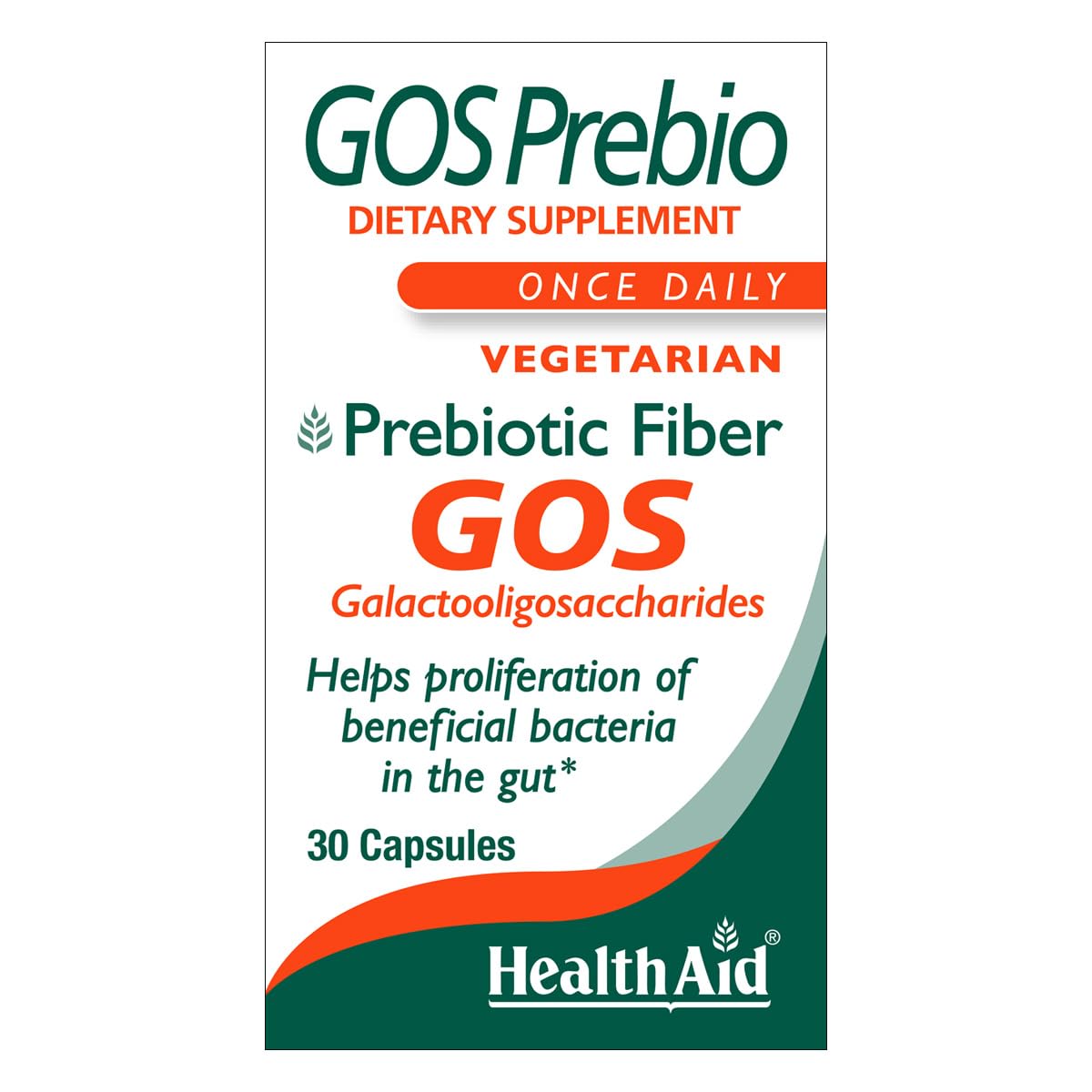 HealthAid GOSPrebio, Prebiotic Fiber, Once Daily, 30ct, Helps Proliferation of Beneficial Bacteria in The Gut, Galactooligosaccharides
