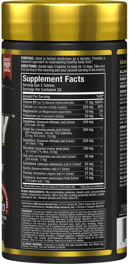 ALLMAX Nutrition HydraDry, 14-Day Pre-Contest Water Loss System, 84 Tablets