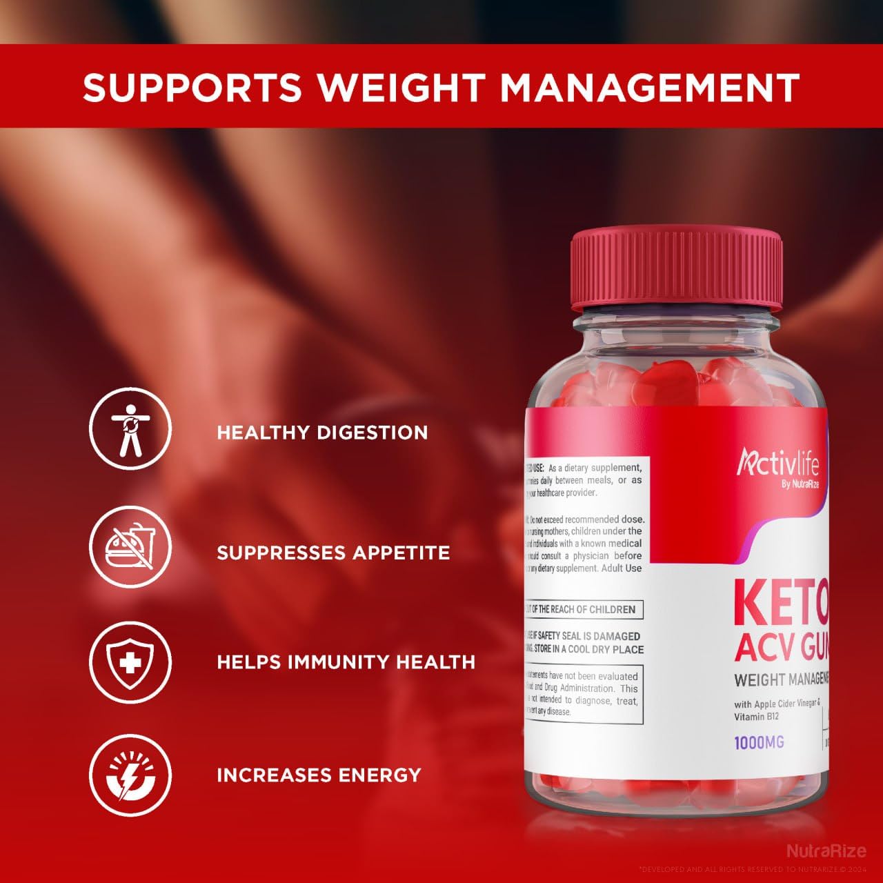 NutraRize (Pack of 3 ActivLife Keto+ACV Gummies for Advanced Weight Loss, Reviews (180 Gummies)