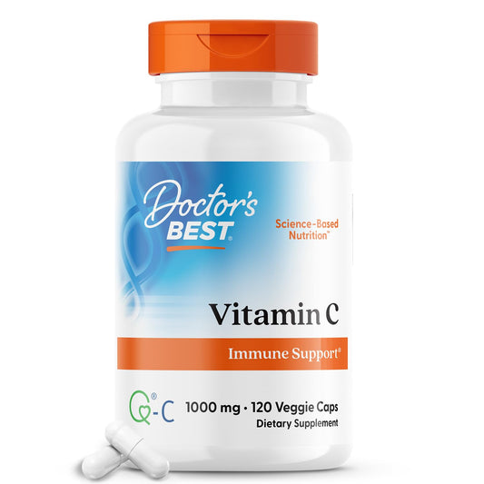 Doctor's Best Vitamin C with Q-C - Vitamin C 1000mg Non-GMO, Vegan, Gluten Free, Soy Free, Sourced from Scotland Veggie Caps, 120 Count