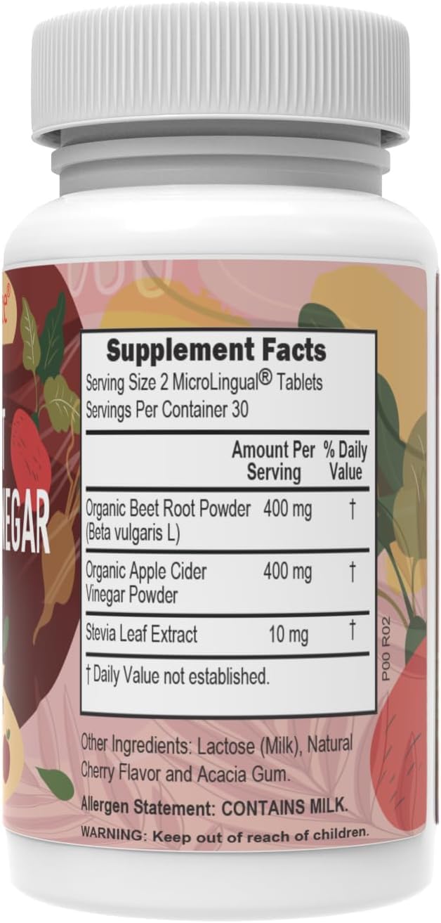 Superior Source Beet Root & Apple Cider Vinegar Clean Melts - Premium Energy Supplement & Nitric Oxide Booster - Organic, Non-GMO & Preservative-Free - 60 MicroLingual Tablets