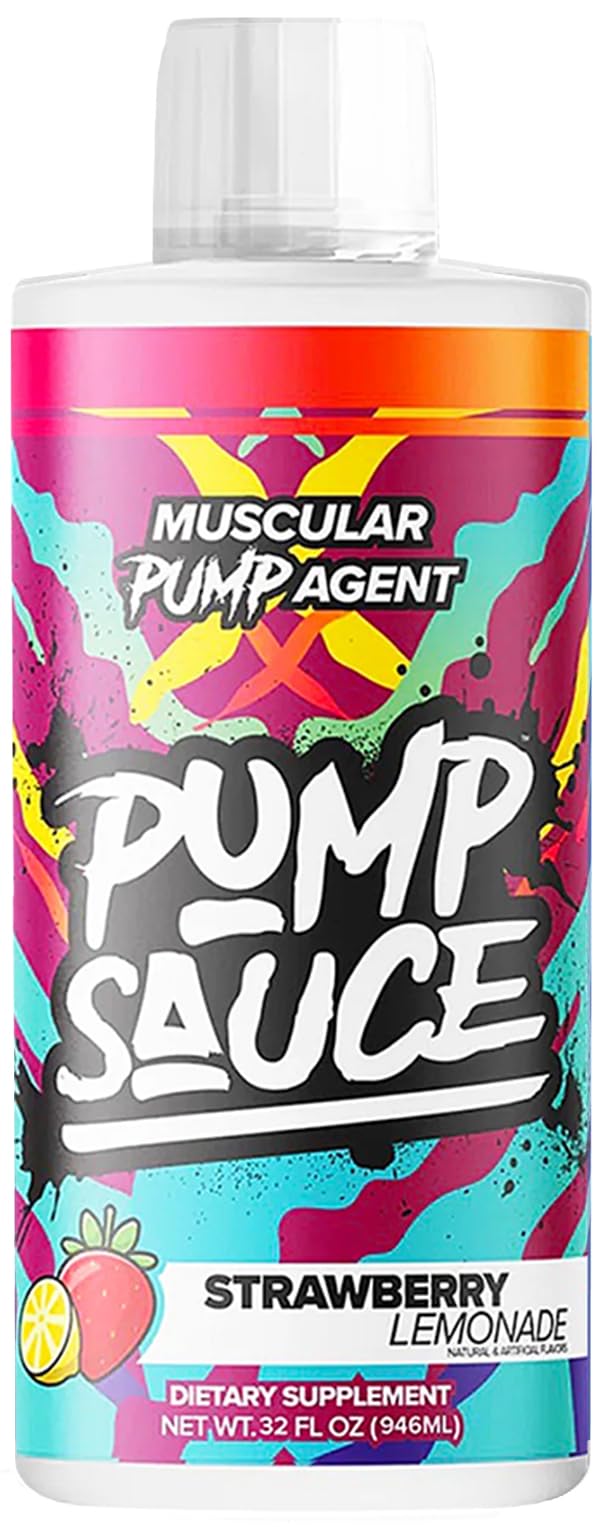 Pump Sauce Pre-Workout - 32 oz, Strawberry Lemonade, No Caffeine, Full Spectrum Liquid, Gluten Free, Vegan, Zero Sugar
