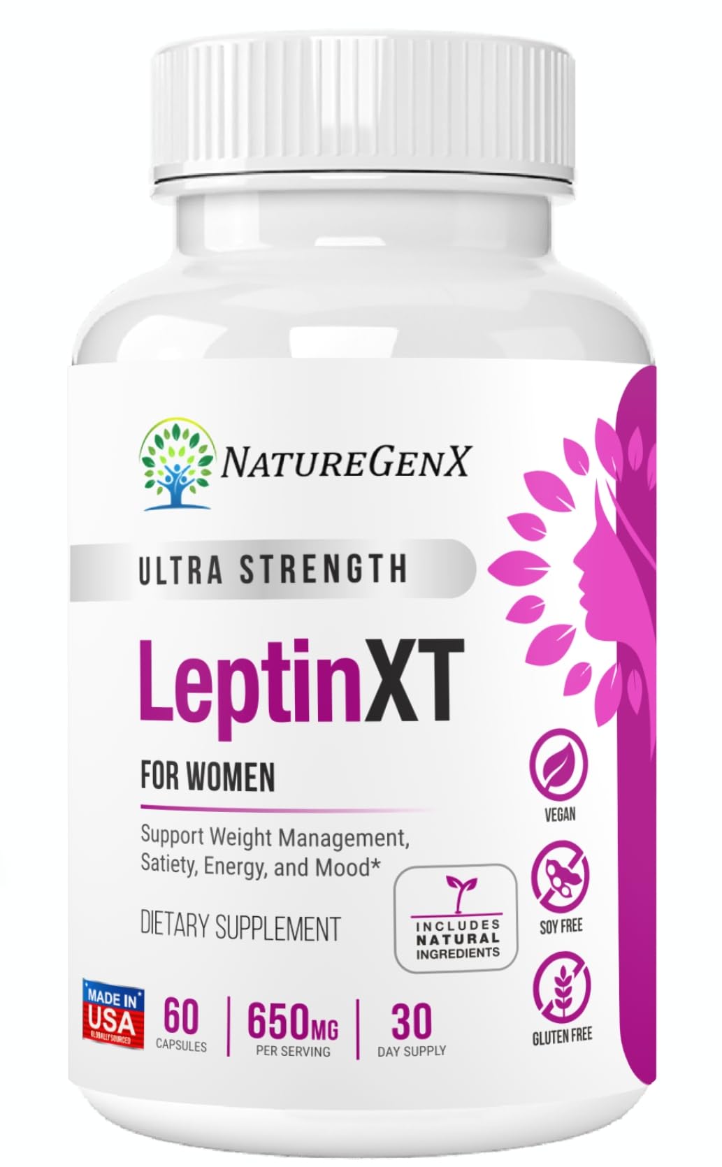 NatureGenX LeptinXT - Leptin Supplements for Weight Loss for Women, Healthy Fat Burner Pills, Advanced Strength Fat Burners for Women Weight Loss, Ideal Womens Fat Burner & Diet Pills, 60 Ct.