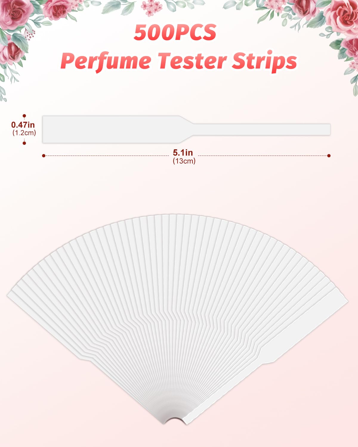 500 Pieces Perfume Tester Strips, Disposable Fragrance Test Strips, Pure White and Strong Absorbent, Fragrance Blotter Strips, Scent Strips, for Fragrances Essential Oils Spice