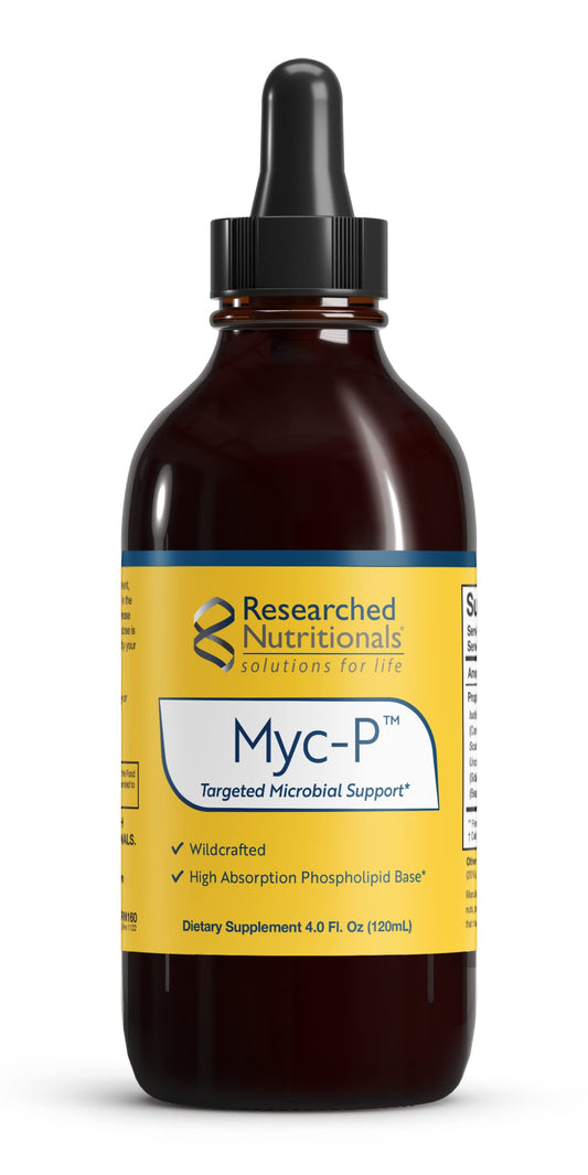 Researched Nutritionals Myc-P - Targeted Microbial Support - Cat's Claw, SIDA Acuta, Houttuynia, Chinese Skullcap, Bearberry - Vegan Herb Extract for Immune & Cleanse Detox Support (4 Fl Oz)