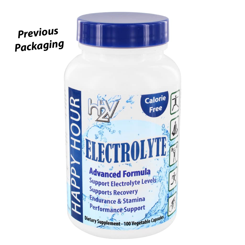 Happy Hour Vitamins Electrolyte Pill- 100 Pills- Dehydration, Muscle cramping, Performance, Keto & Rapid Recovery. Vegetarian Capsules w/Magnesium, Potassium, Sodium & Calcium Hydration Supplement