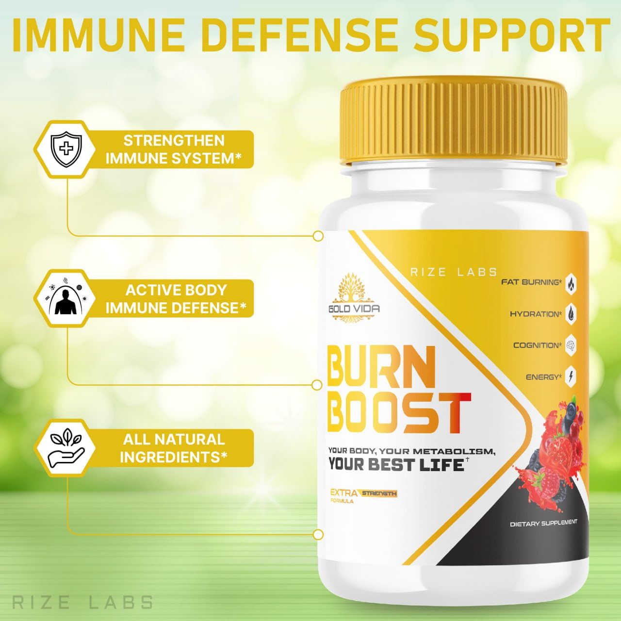 Gold Vida Burn Boost Weight loss Supplement, Gold Vida Burn Boost Capsules for Total Body Wellness and a Healthy Lifestyle, Gold Vida Burn Boost Pills for Leaner Physique, Reviews (60 Capsules)