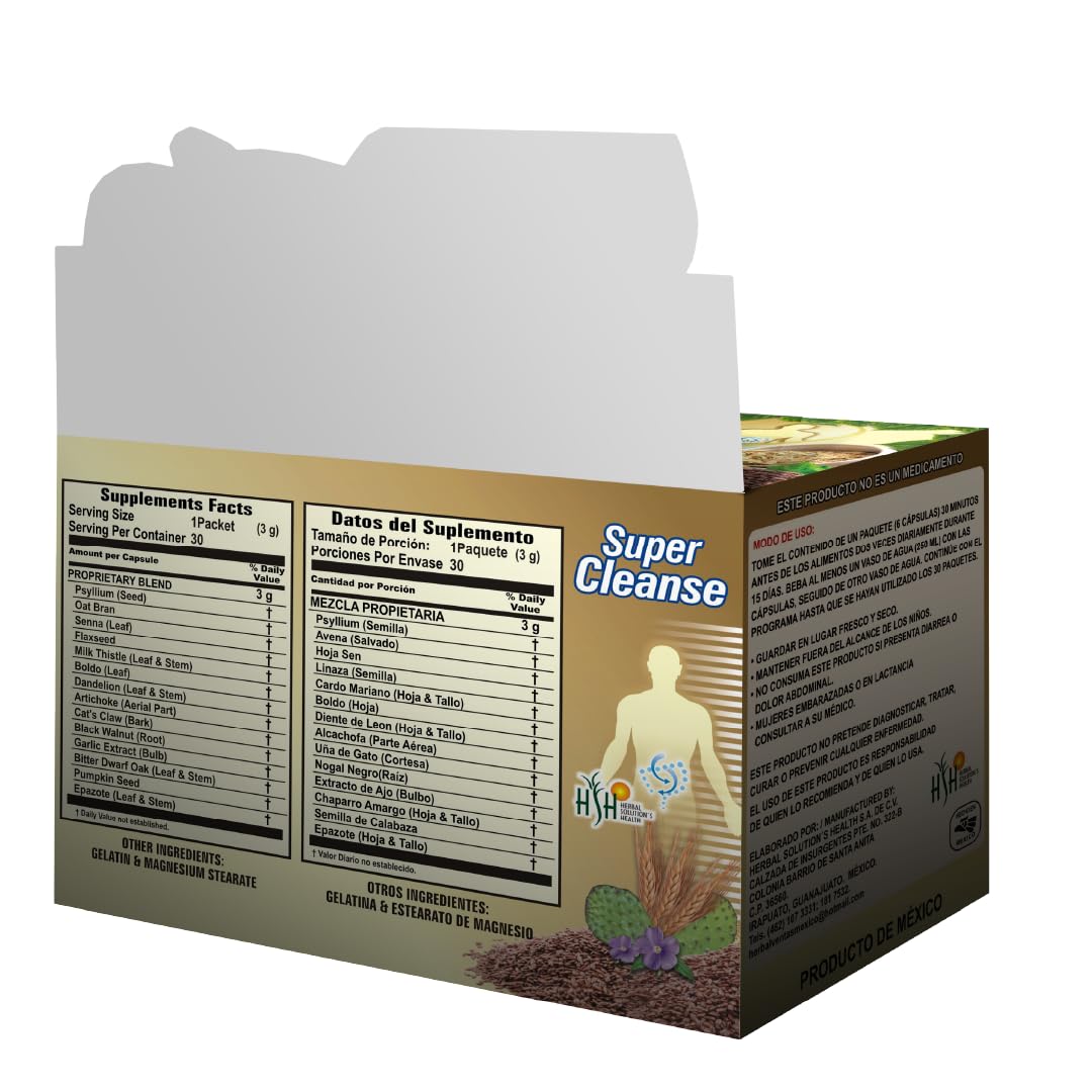 Super Cleanse by Herbal Solutions: 15-Day Extra Strength Detox Program for Comprehensive Digestive System Cleansing - Colon Cleanse and Liver Cleanse