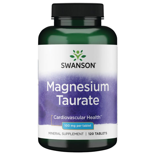 Swanson Magnesium Taurate - Mineral Supplement- Natural Magnesium & Taurine Formula (120 Tablets, 100mg Each)