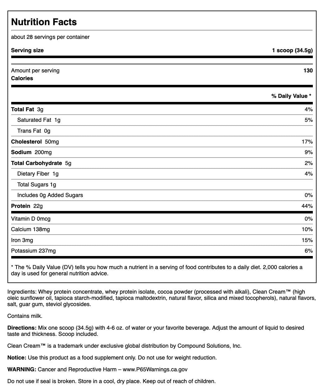 Swanson Real Food Chocolate Ice Cream Whey Protein Powder with Amino Acids Sports Nutrition Muscle Workout Support