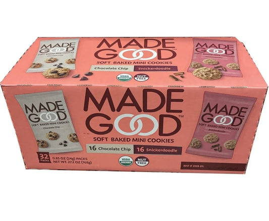 Made Good Soft Baked Mini Cookies 32packs 16 Chocolate chip  16 Snickerdoodle