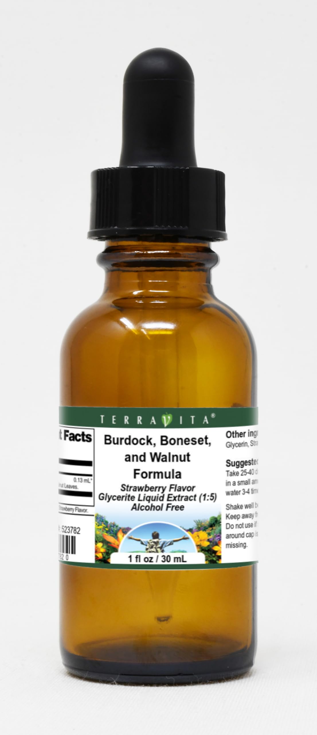 Terravita Burdock, Boneset, and Walnut Formula Glycerite Liquid Extract (1:5) - Strawberry Flavored (1 oz, ZIN: 523782) - 2 Pack