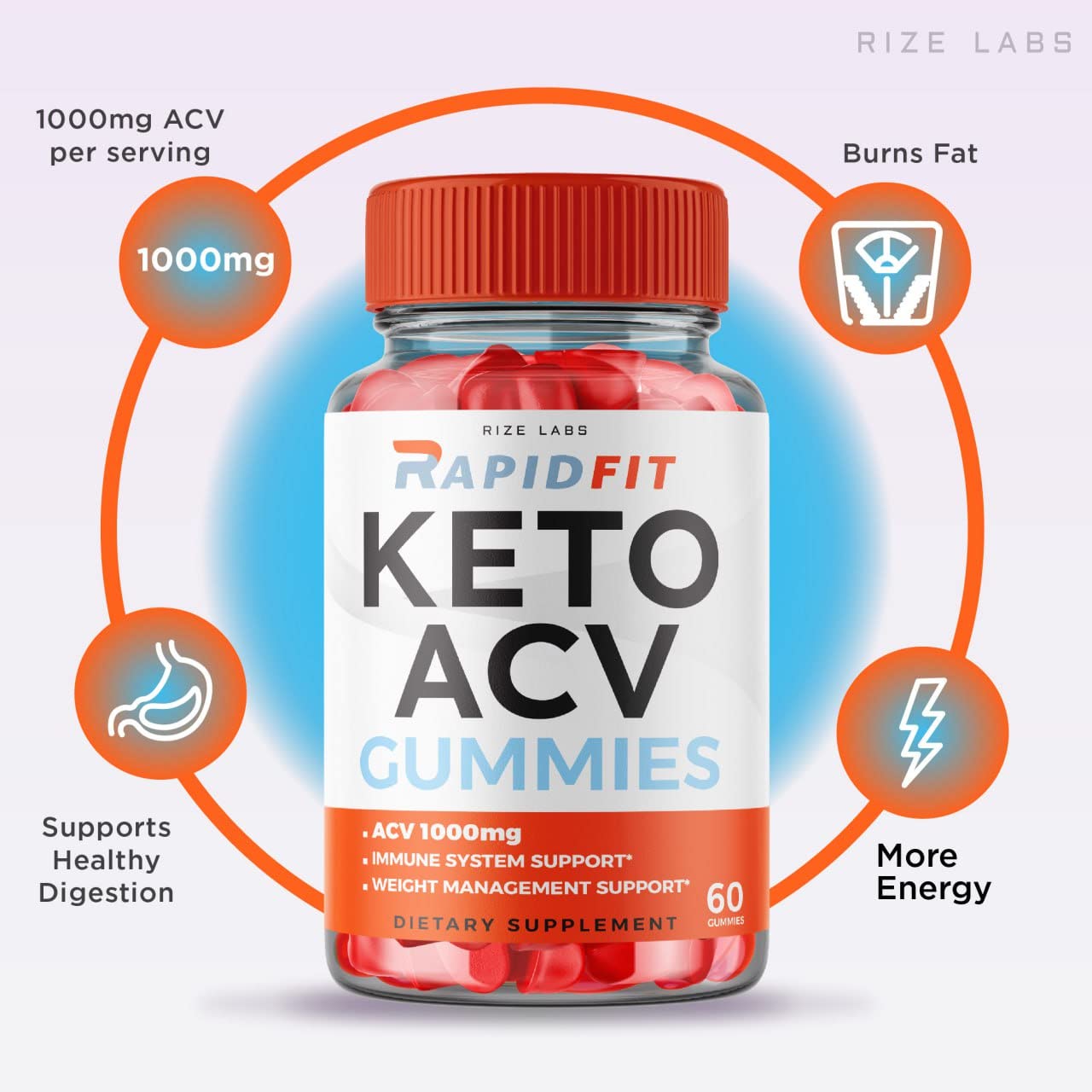 rize labs - RapidFit Keto ACV Gummies for Advanced Weight Loss with Apple Cider Vinegar Supplement Helps in Reducing Belly Fat for Extra Strength (180 Gummies)