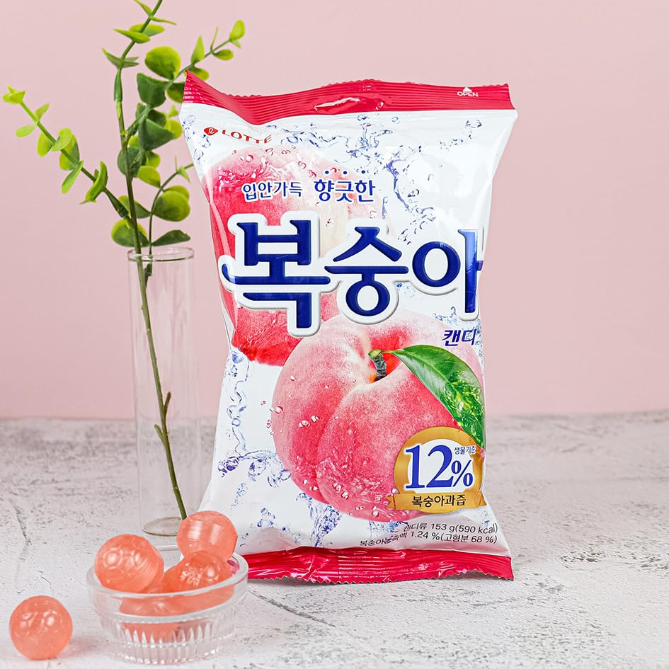 LENITH KFood Korean Favorite Flavor Peach CandyHard Candy 153g Peach Candy