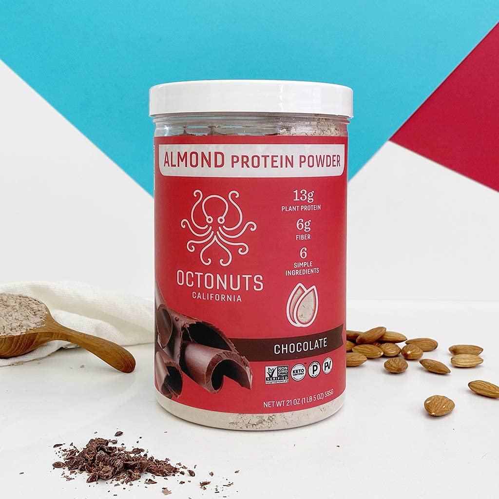 OCTONUTS Chocolate Almond Protein Powder, 21 Ounce, Made with California Almonds, 13g Plant Based Protein, Keto, Paleo Friendly, Vegan, Gluten Free, 17 Servings